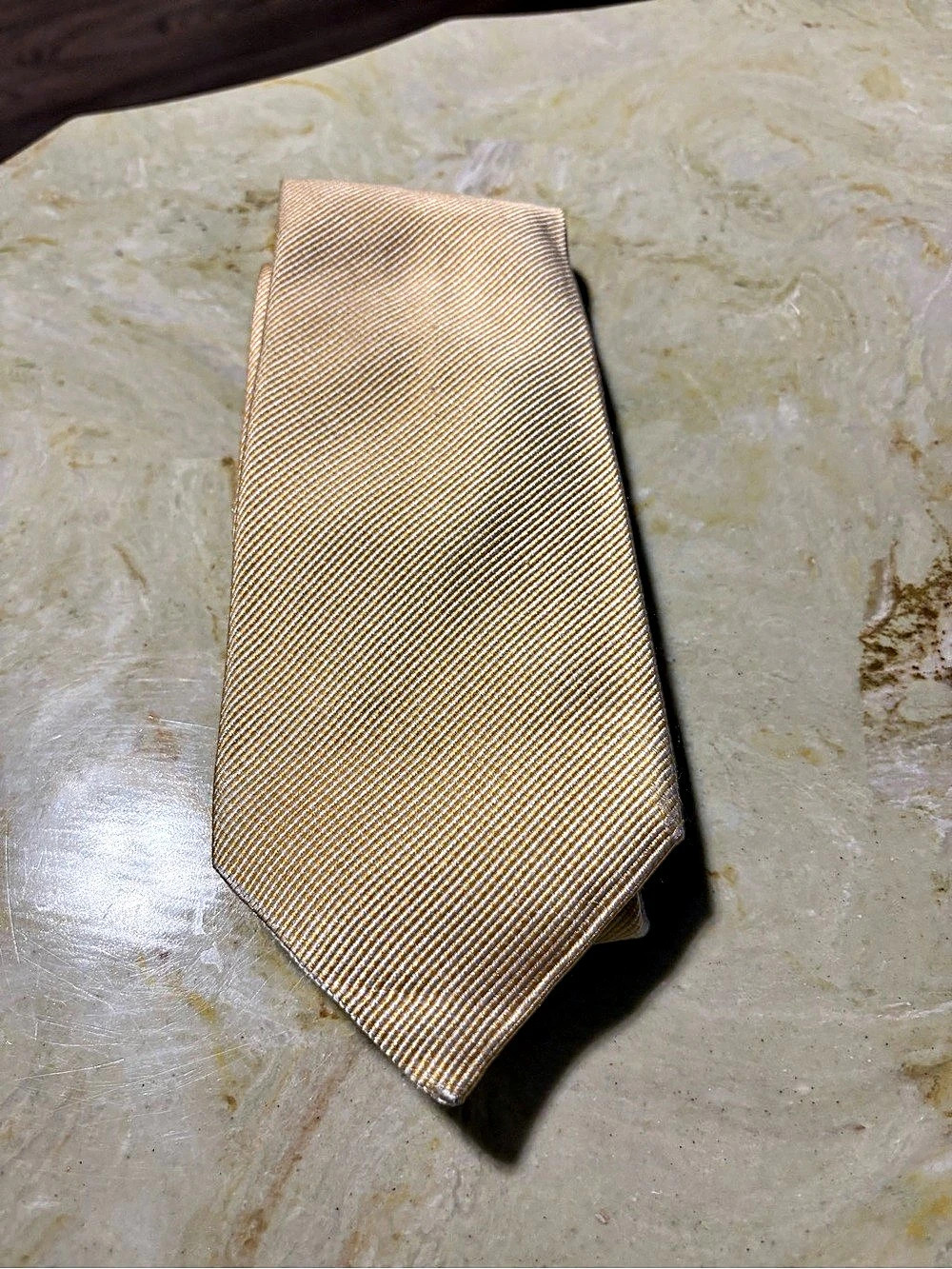 Striped Silk Tie in Yellow & White Like New